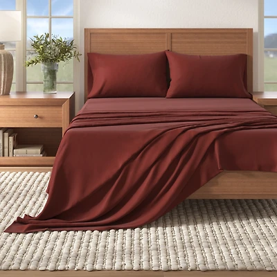 Linery & Co. Turkish Cotton Double-Brushed Solid Color Flannel Bed Sheet Set