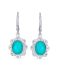 Bling Jewelry Boho Filigree Blue Natural Turquoise Dangle Earrings in Sterling Silver