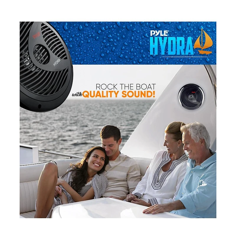 Pyle 8" Waterproof Marine Component Speakers - 180 Watt, Black