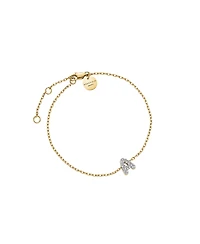 Rosefield Crystal Letter Bracelet 14K Yellow Gold Plated Stainless Steel