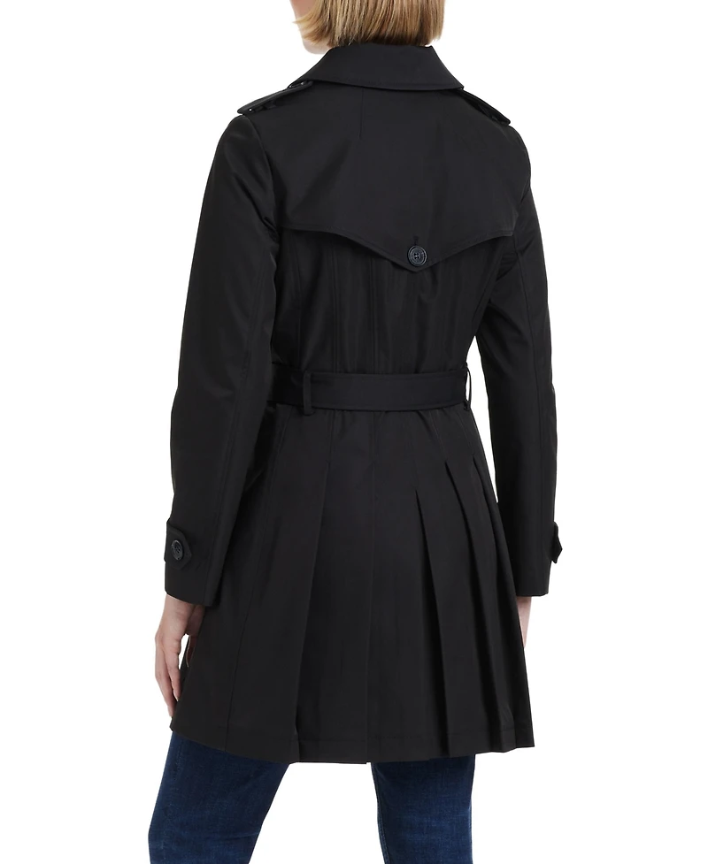 Kate Spade New York Women s Short Single-Breasted Pleated Back Trench Coat