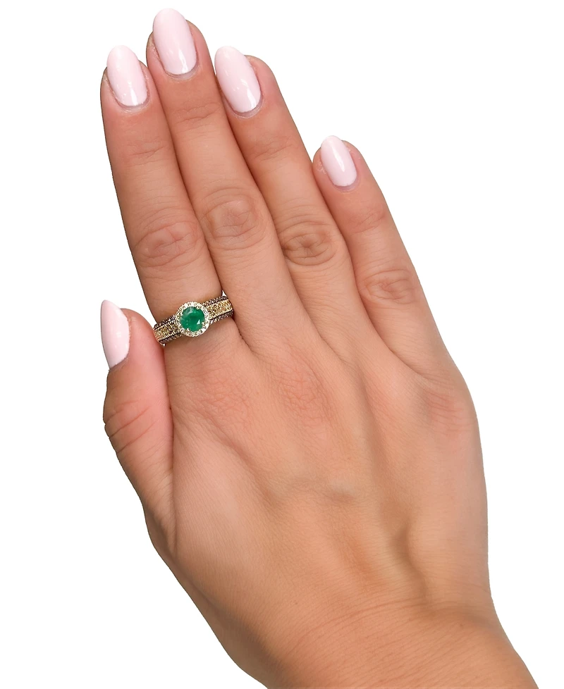 Le Vian Costa Smeralda Emerald (1/2 ct. t.w.) & Diamond (1/3 ct. t.w.) Ornate Ring in 14k Yellow Gold