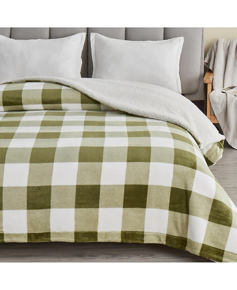 Linery & Co. Velvet Plush Reversible Sherpa Throw Blanket