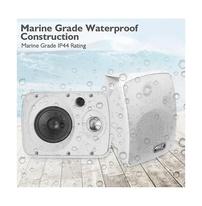 Pyle 6.5” Bluetooth Wireless Waterproof Speakers - 800W Max Power, 2-Way Full Range Stereo Sound, Marine Grade, Indoor/Outdoor Use