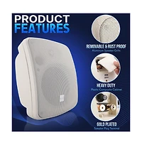 Pyle 70V On Wall/Patio Commercial Speaker - 2-Way Full Range Stereo Sound, Waterproof Enclosure with 70V Built-in Transformer (White)