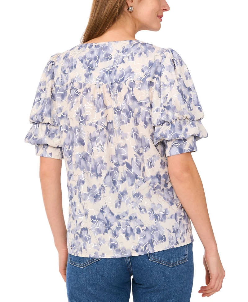 Sam & Jess Women's Floral-Print Bubble-Sleeve Top