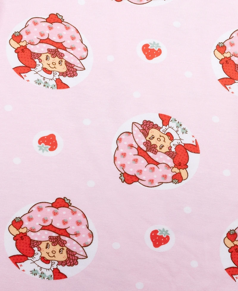 Strawberry Shortcake Little and Big Girls Short Sleeve Biker Shorts, 2-Piece Pajama Set