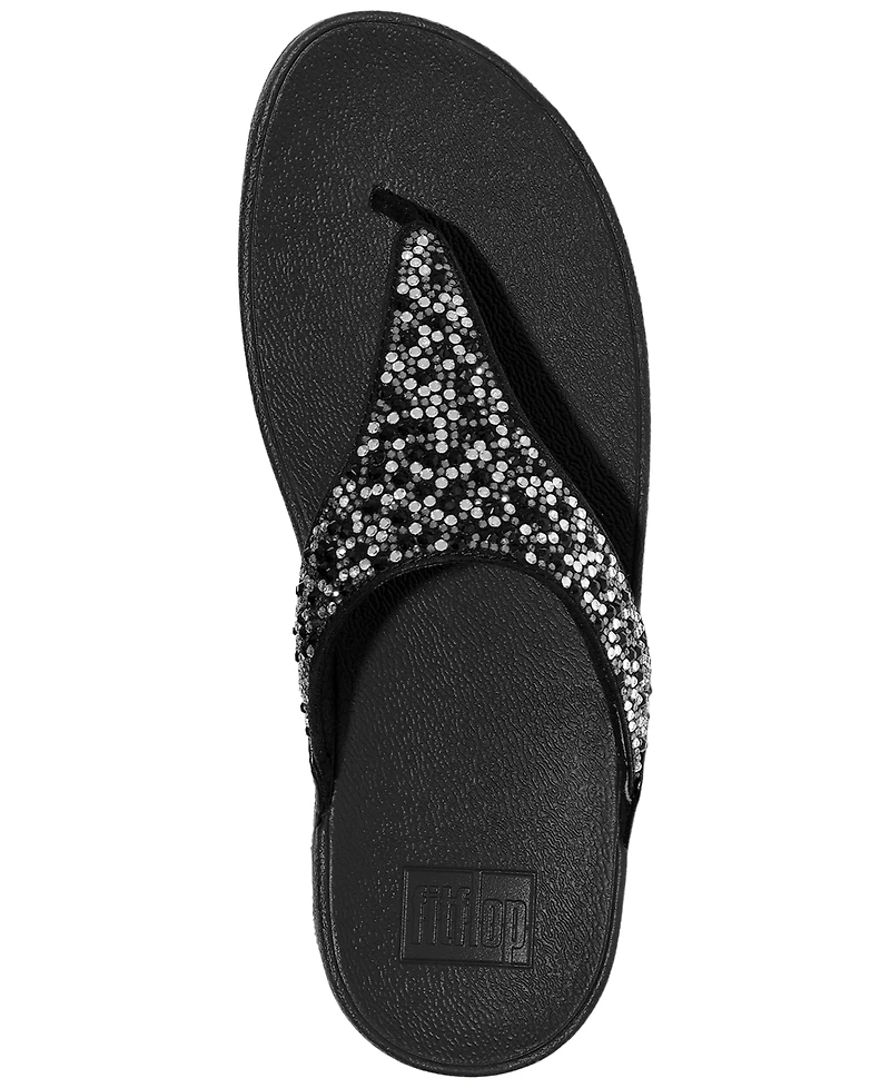 FitFlop Women's Lulu Crystal Mix Toe-Post Wedge Sandals