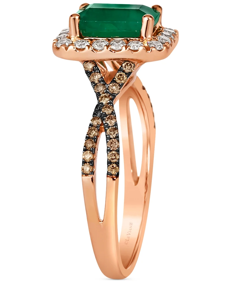 Le Vian New Emerald (1-1/5 ct. t.w.) & Diamond (1/2 ct. t.w.) Halo Twist Ring in 14k Rose Gold
