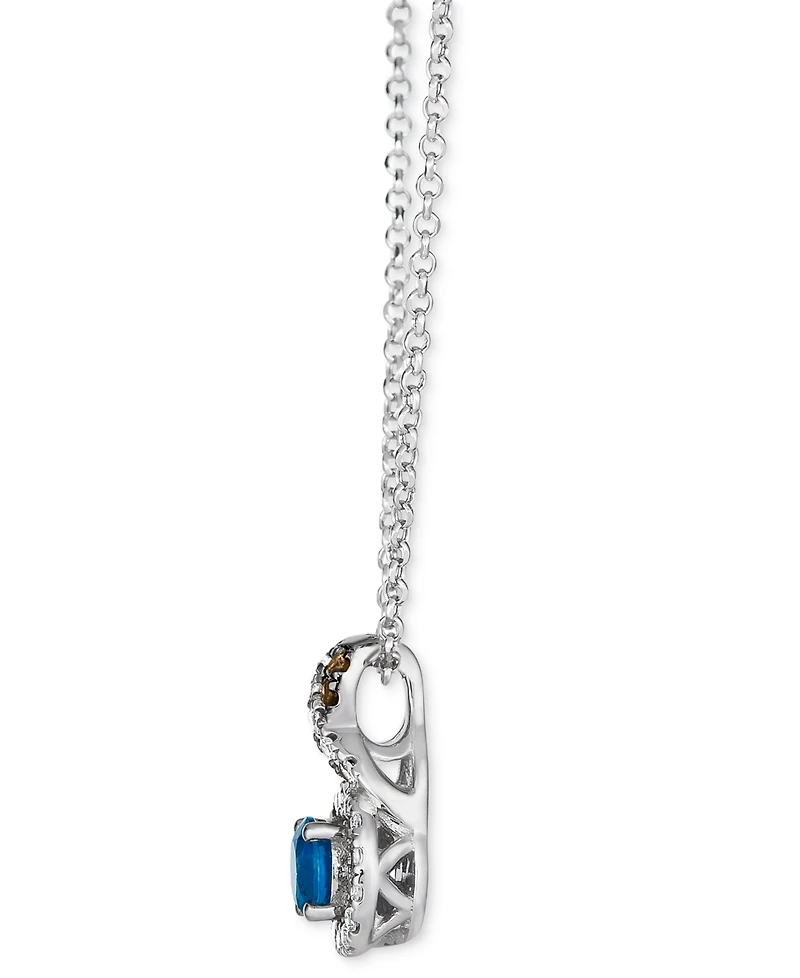 Le Vian Cornflower Sapphire (1/3 ct. t.w.), Nude Diamond (1/6 ct. t.w.), Chocolate Diamond Accent Pendant 19" Necklace in 14k Vanilla Gold