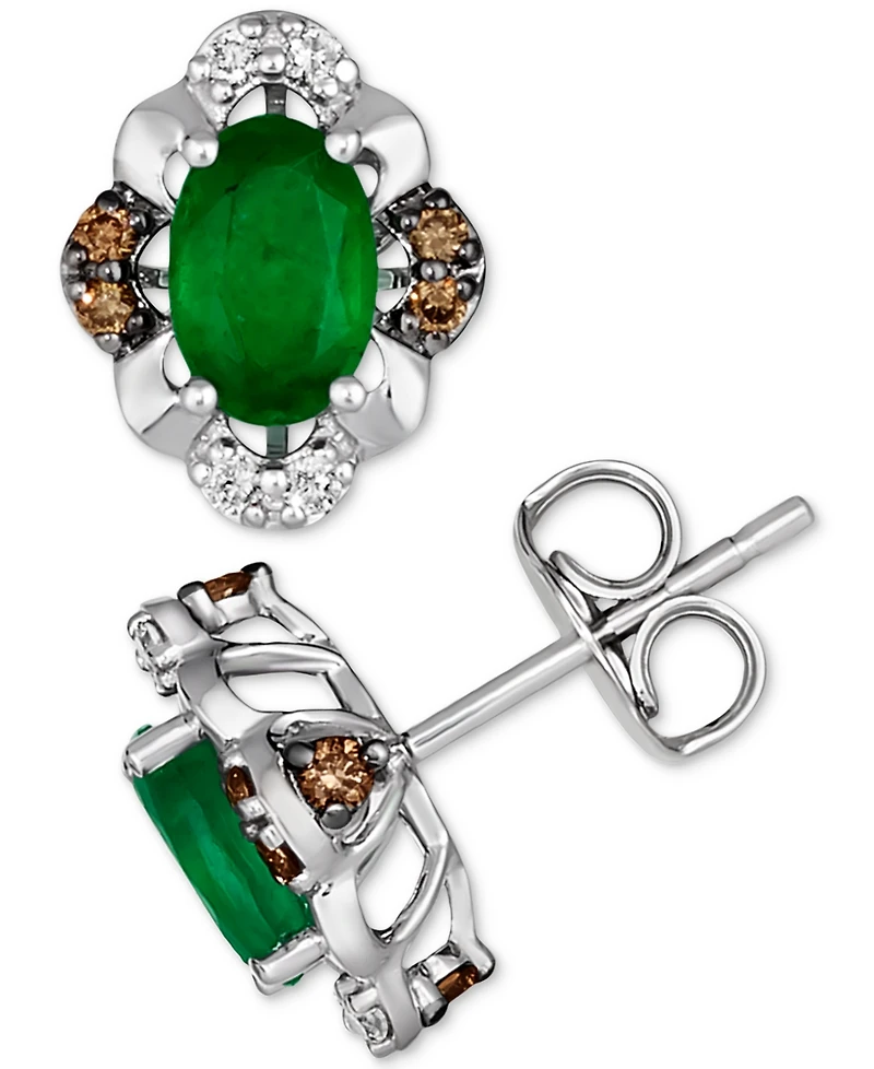 Le Vian New Emerald (5/8 ct. t.w.) & Diamond (1/4 ct. t.w.) Oval Stud Earrings in 14k White Gold