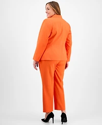 Le Suit Plus Size Single-Button Straight-Leg Pantsuit