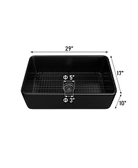 Boyel Living 30-Inch Farmhouse Apron Front Fireclay Single Sink with Drain Grid and Kitchen Faucet