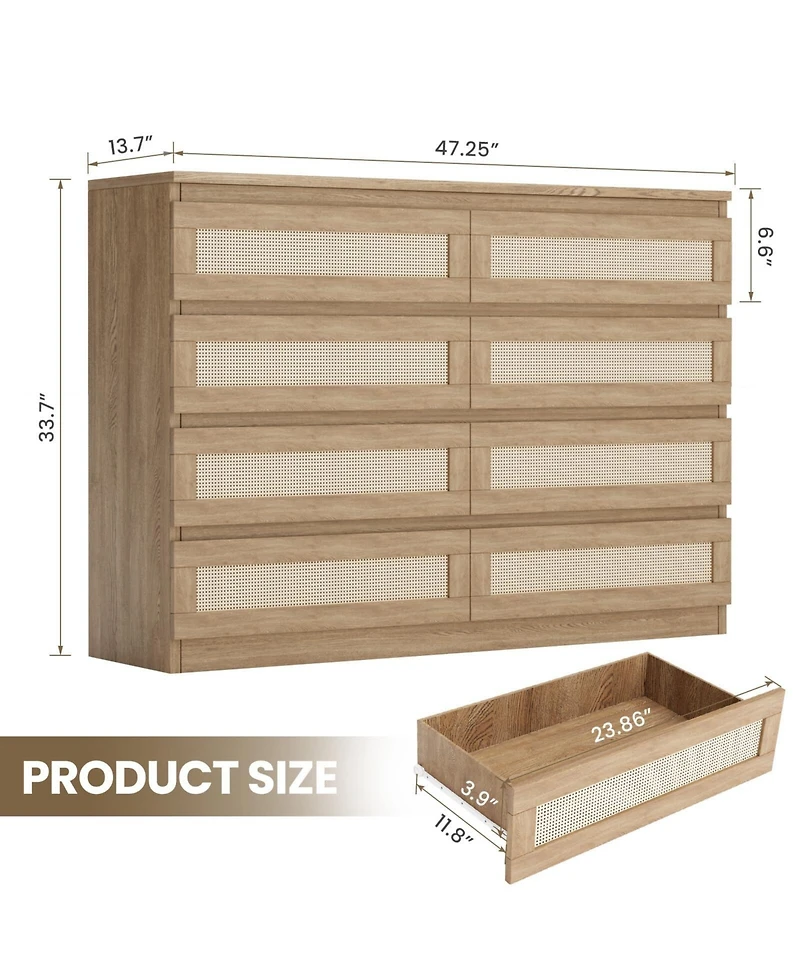 gaomon 8 Drawer Double Dresser for Bedroom