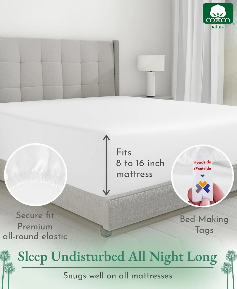 600 Thread Count Fitted Sheet Only - 100% Cotton Sateen, Fully Elasticized with Deep Pockets by California Design Den