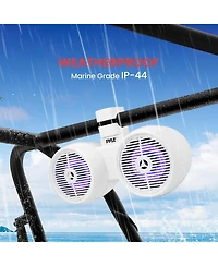 Pyle 6.5'' Marine Bluetooth Wakeboard Speaker System with Led Lights, 200W, White