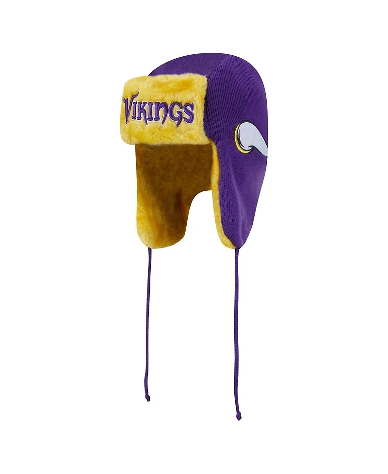 New Era Men's Purple Minnesota Vikings Helmet Head Trapper Knit Hat