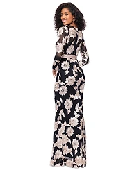 Betsy & Adam Women's Embroidered Mesh Gown