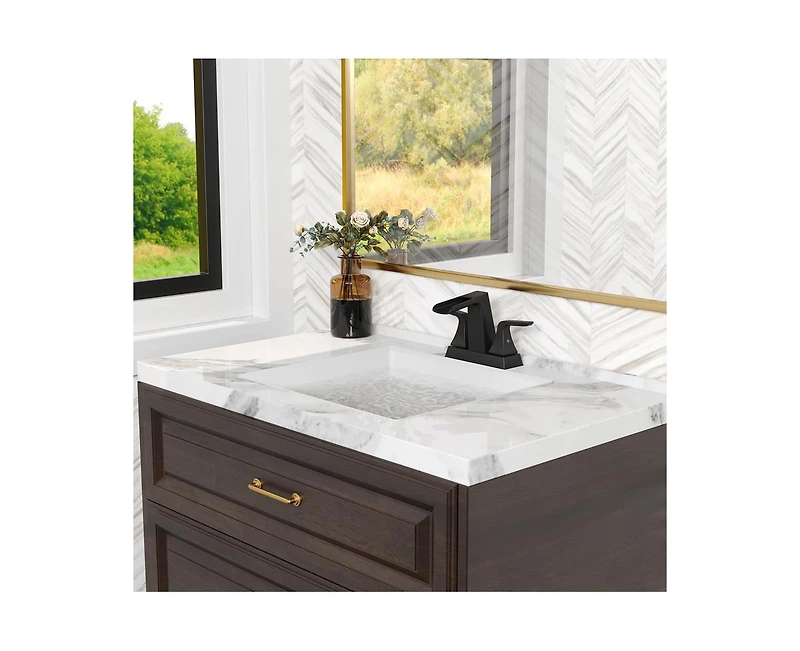 Casainc Centerset Faucet 2-handle Bathroom Faucet with Drain Assembly