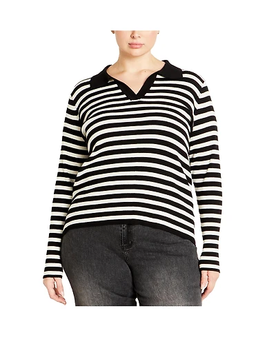 City Chic Plus Size Zola Stripe Sweater