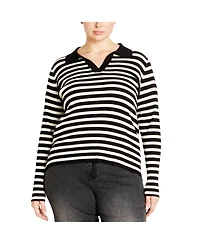 City Chic Plus Size Zola Stripe Sweater