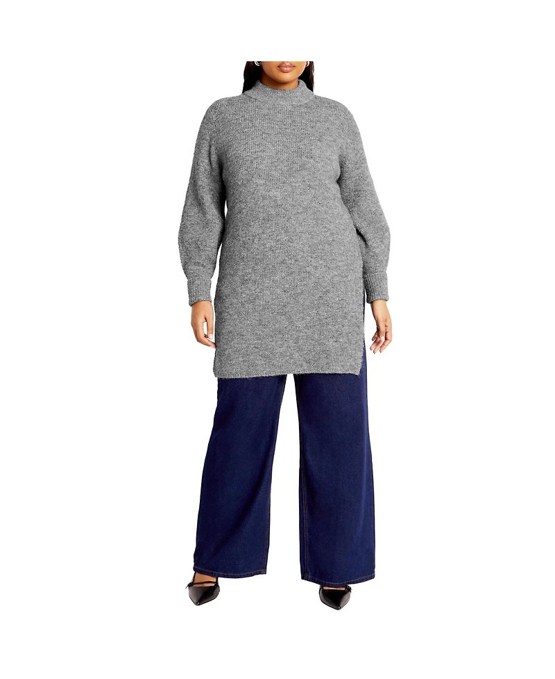 City Chic Plus Longline Split Sweater
