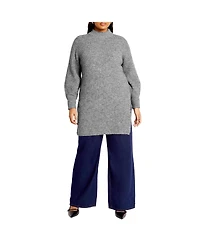 City Chic Plus Longline Split Sweater