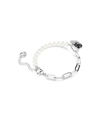 Swarovski Swan Black, Rhodium Plated, Crystal Chain Bracelet