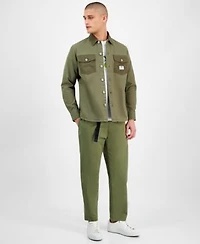 Hugo By Hugo Boss Mens Ebrido Relaxed Fit Long Sleeve Button Front Shirt Jacket Logo Graphic T Shirt Geiko Tapered Fit Pants