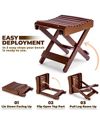 Sorbus Bamboo Folding Step Stool Bench - Great for Bathroom, Spa, Sauna, Wooden Seat