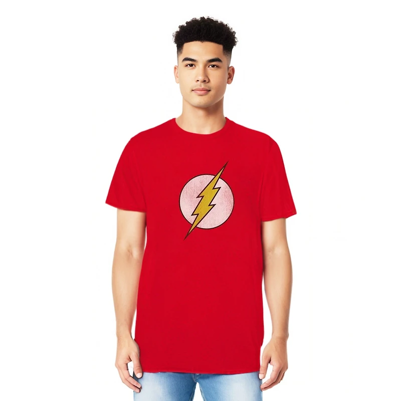 Dc Flash Mens Dc Comics Flash Flash Logo Short Sleeve Adult Tee / T-Shirt