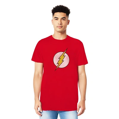 Dc Flash Mens Dc Comics Flash Flash Logo Short Sleeve Adult Tee / T-Shirt