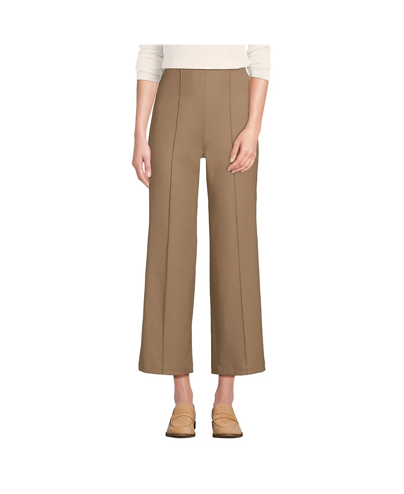 Lands' End Women's Bi Stretch High Rise Pintuck Wide Leg Crop Pants