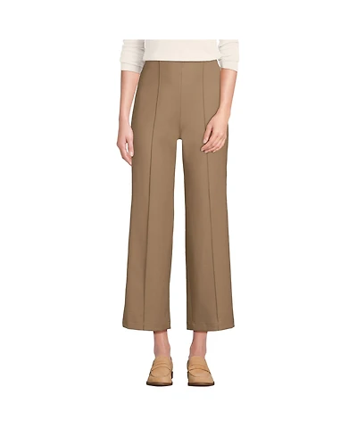 Lands' End Women's Bi Stretch High Rise Pintuck Wide Leg Crop Pants