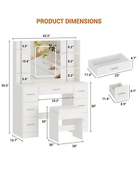 gaomon Makeup Vanity Table with 7 Drawers and 6 Storage Shelves