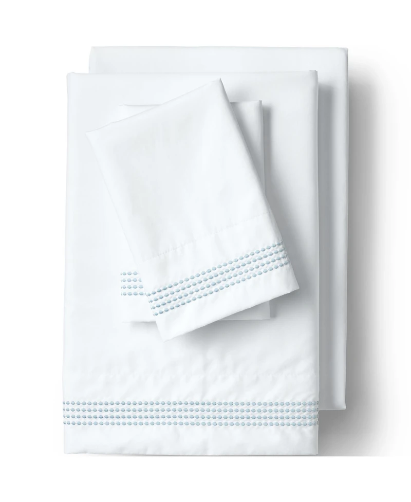 Lands' End Supima Cotton No Iron Sateen Embroidered Pillowcases - 400 thread count