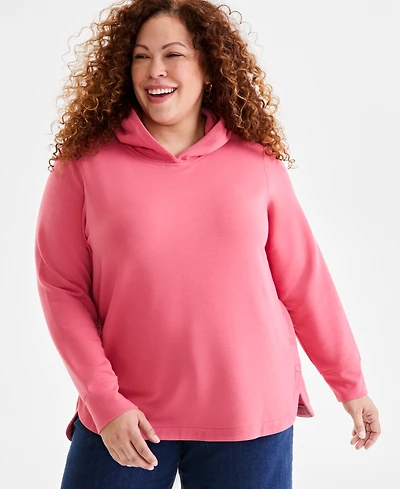Style & Co Plus Side-Snap Fleece Hoodie
