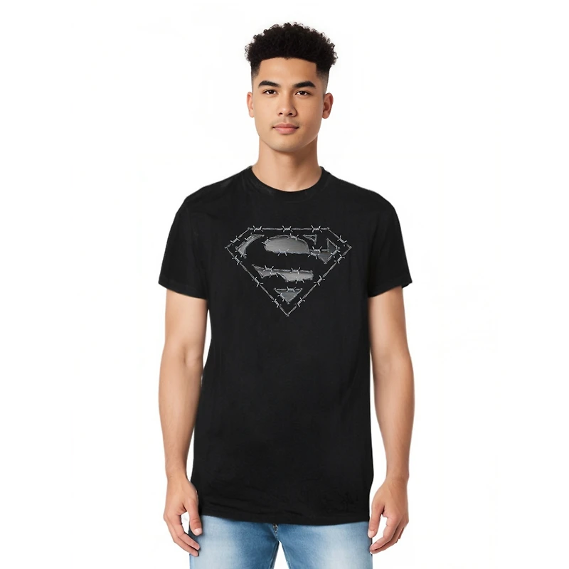 Superman Mens Barbed Wire Short Sleeve Adult Tee / T-Shirt