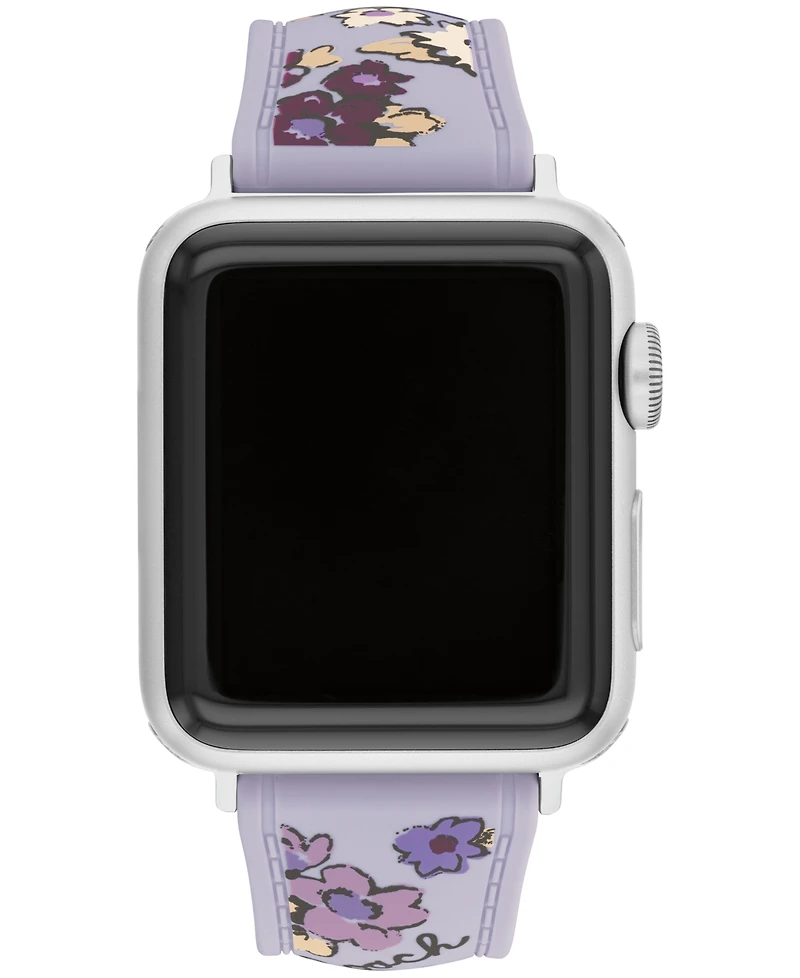 Coach Women's Purple Floral Silicone Strap Band for Apple Watch 38mm, 40mm, 41mm