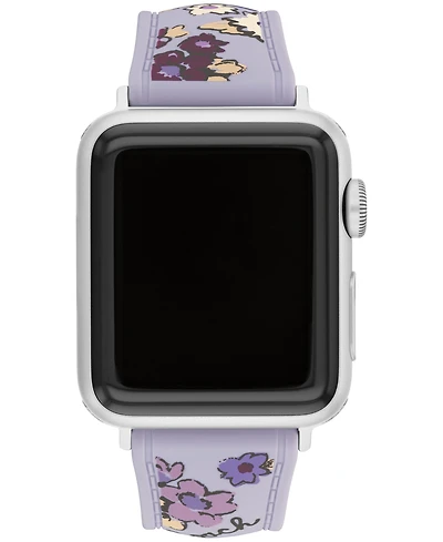 Coach Women's Purple Floral Silicone Strap Band for Apple Watch 38mm, 40mm, 41mm