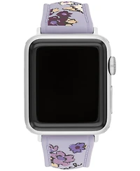 Coach Women's Purple Floral Silicone Strap Band for Apple Watch 38mm, 40mm, 41mm