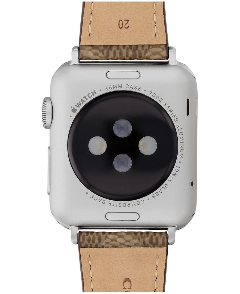 Coach Women's Tan Coach Signature Canvas Leather Strap Band for Apple Watch 38mm, 40mm, 41mm