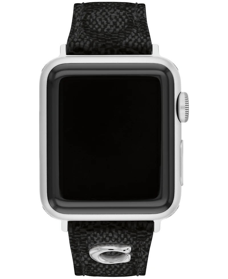 Coach Women's Black Coach Signature Canvas Leather Strap Band for Apple Watch 38mm, 40mm, 41mm