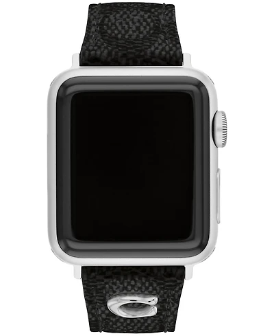 Coach Women's Black Coach Signature Canvas Leather Strap Band for Apple Watch 38mm, 40mm, 41mm