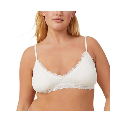 Cotton On Women's Cotton Lace Triangle Padded Bralette