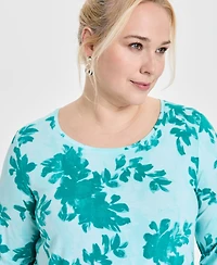 Jm Collection Plus Size Scoop-Neck 3/4-Sleeve Top, Exclusively at Macy's