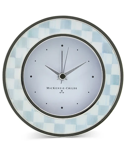 Mackenzie-Childs Sterling Check Round Desk Clock