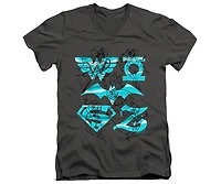 Dc Wonder Woman Men's Superhero Girls Comics Line Art Group Short Sleeve Adult V Neck Premium Cotton Tee / T-Shirt
