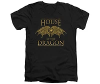 House Of The Dragon Men's Wings Short Sleeve Adult V Neck Premium Cotton Tee / T-Shirt