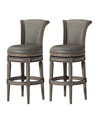 Maven Lane Pullman Bar Stool in Reclaimed Oak Finish, Ronan Stone, Set of 2